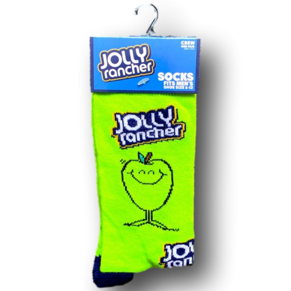 3/$20 Jolly Rancher Green Apple Retro Candy Funny Novelty Crew Socks - NWT